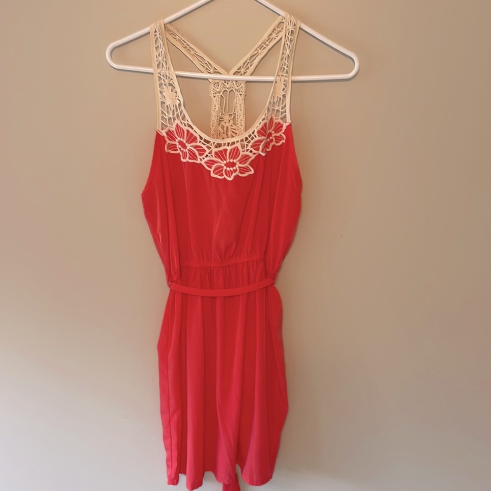 D'Closet Coral/Pink Sleeveless Mini Beach Dress (Size M)